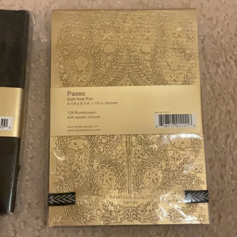 NWT Christian Lacroix Black Paseo A6 Layflat Notebook, 152pg Gold notepad 128pg